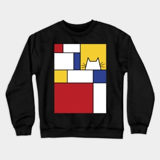 Piet Mondrian Inspired, Abstract T-Shirt for Cat Lovers Crewneck Sweatshirt